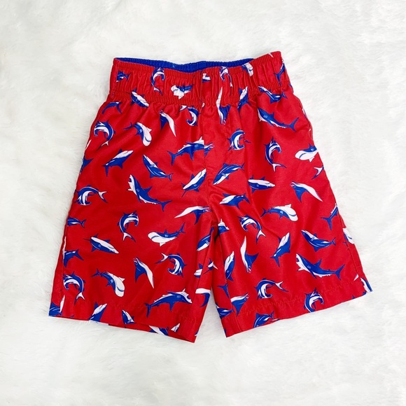Boy’s OP Shark 🦈 Swim Trunks Red & Blue - Picture 2 of 5